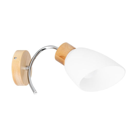 Træ Væglampe SPOT Light 1xE27 Max. 60W Naturlig FSC-birk med Hvid Skærm, Polsk Producent, 1 stk.