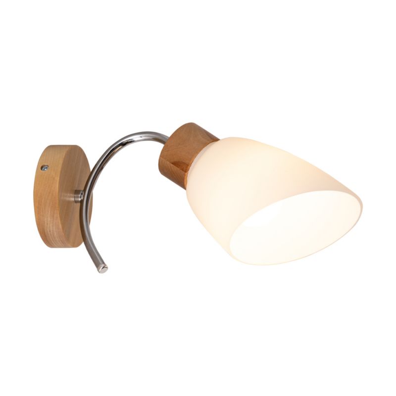 Træ Væglampe SPOT Light 1xE27 Max. 60W Naturlig FSC-birk med Hvid Skærm, Polsk Producent, 1 stk.