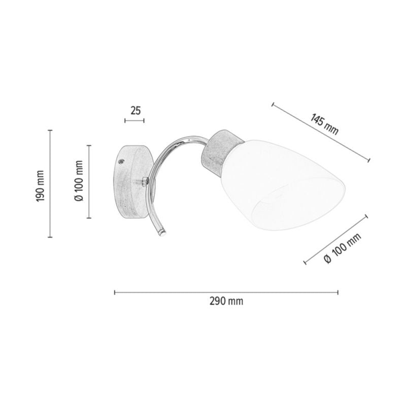 Træ Væglampe SPOT Light 1xE27 Max. 60W Naturlig FSC-birk med Hvid Skærm, Polsk Producent, 1 stk.