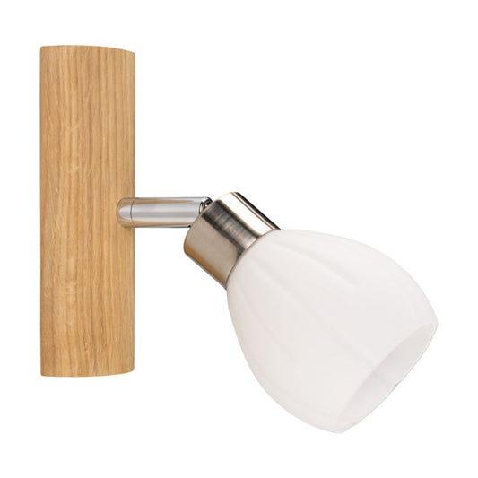 Trævæglampe SPOT Light 1xG9 LED 3W Olieret Eg FSC med Satin- og Hvidelementer, Polsk Producent, 1 stk.