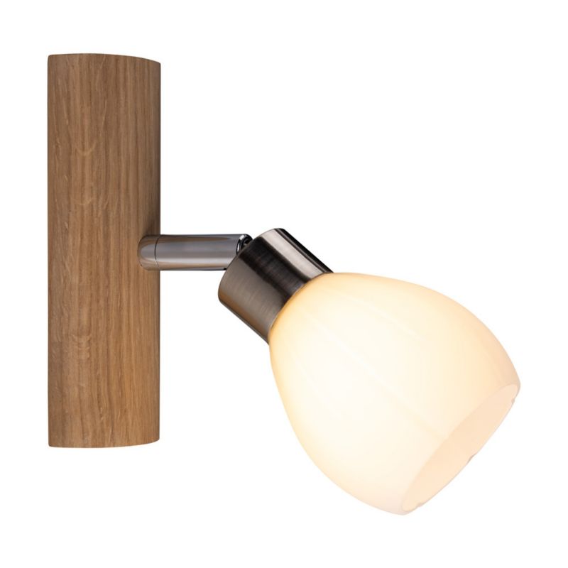 Trævæglampe SPOT Light 1xG9 LED 3W Olieret Eg FSC med Satin- og Hvidelementer, Polsk Producent, 1 stk.