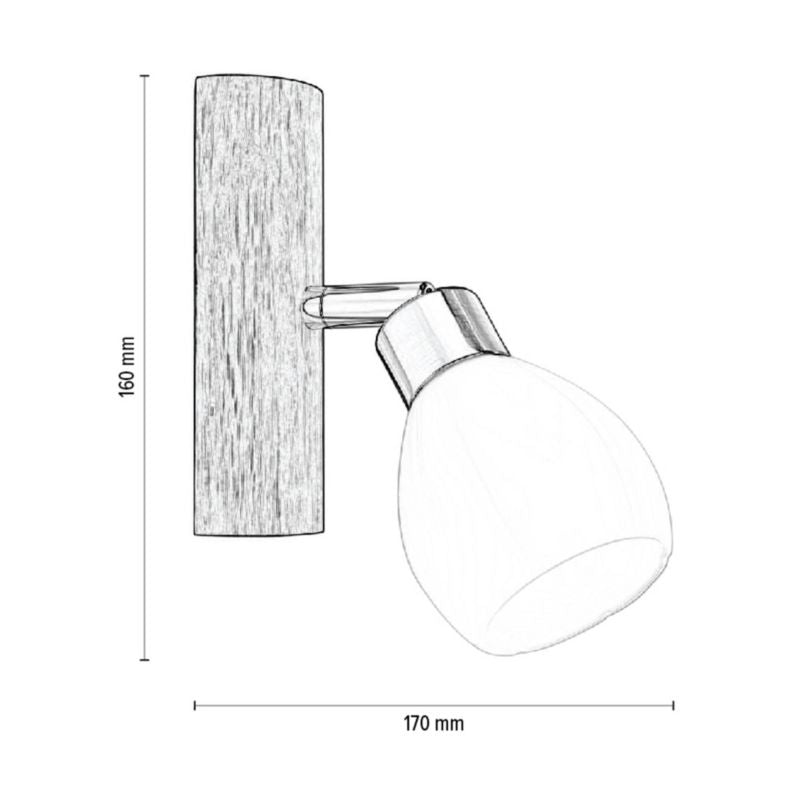 Trævæglampe SPOT Light 1xG9 LED 3W Olieret Eg FSC med Satin- og Hvidelementer, Polsk Producent, 1 stk.