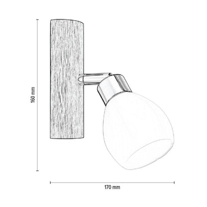 Trævæglampe SPOT Light 1xG9 LED 3W Olieret Eg FSC med Satin- og Hvidelementer, Polsk Producent, 1 stk.