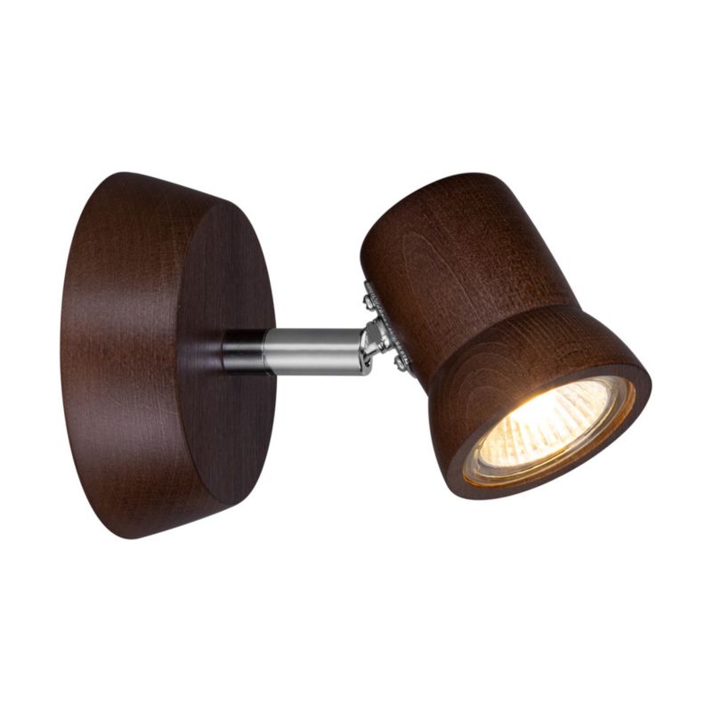 Trævæglampe SPOT Light 1xGU10 LED 5W Bøgtræ FSC Valnød, Polsk Producent 1 stk.