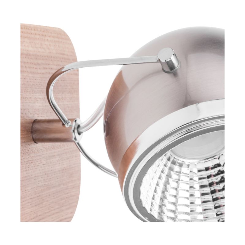 Trævæglampe SPOT Light 1xGU10 LED 6W Olieret FSC-eg med Satinmetal, Polsk Producent, 1 stk.