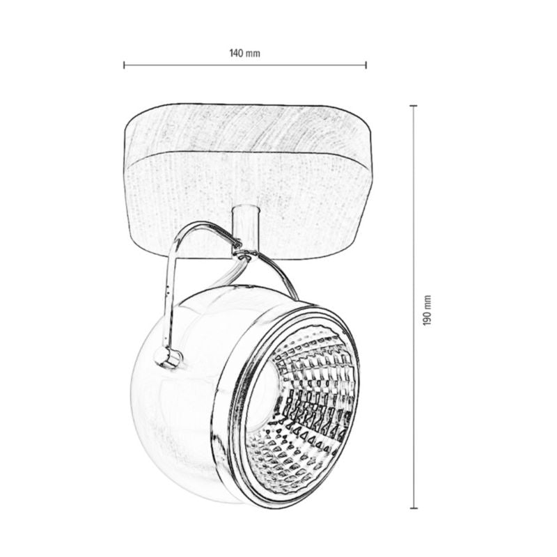 Trævæglampe SPOT Light 1xGU10 LED 6W Olieret FSC-eg med Satinmetal, Polsk Producent, 1 stk.