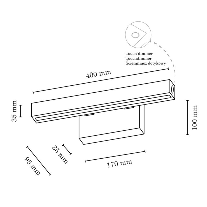 Trævæglampe SPOT Light 1xLED 5,3W Bøgtræ FSC Valnøddefinish, Touchdæmper, Polsk Producent, 1 stk.