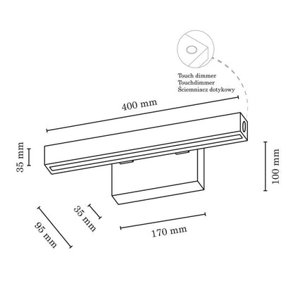 Trævæglampe SPOT Light 1xLED 5,3W Bøgtræ FSC Valnøddefinish, Touchdæmper, Polsk Producent, 1 stk.