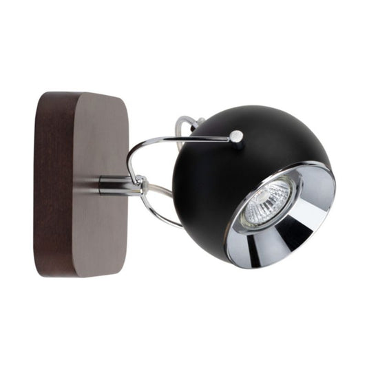 Træ-væglampe SPOT Light Ball 1xGU10 LED 5W Bøgtræ med valnøddefinish FSC og sorte accenter, polsk producent, 1 stk.