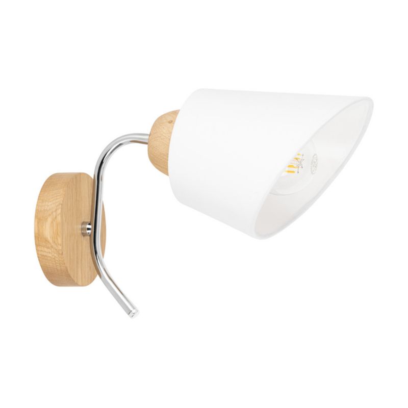 Trævæglampe SPOT Light Mette 1xE27 Max. 40W Olieret FSC-eg kombineret med hvidt stof, polsk producent, 1 stk.