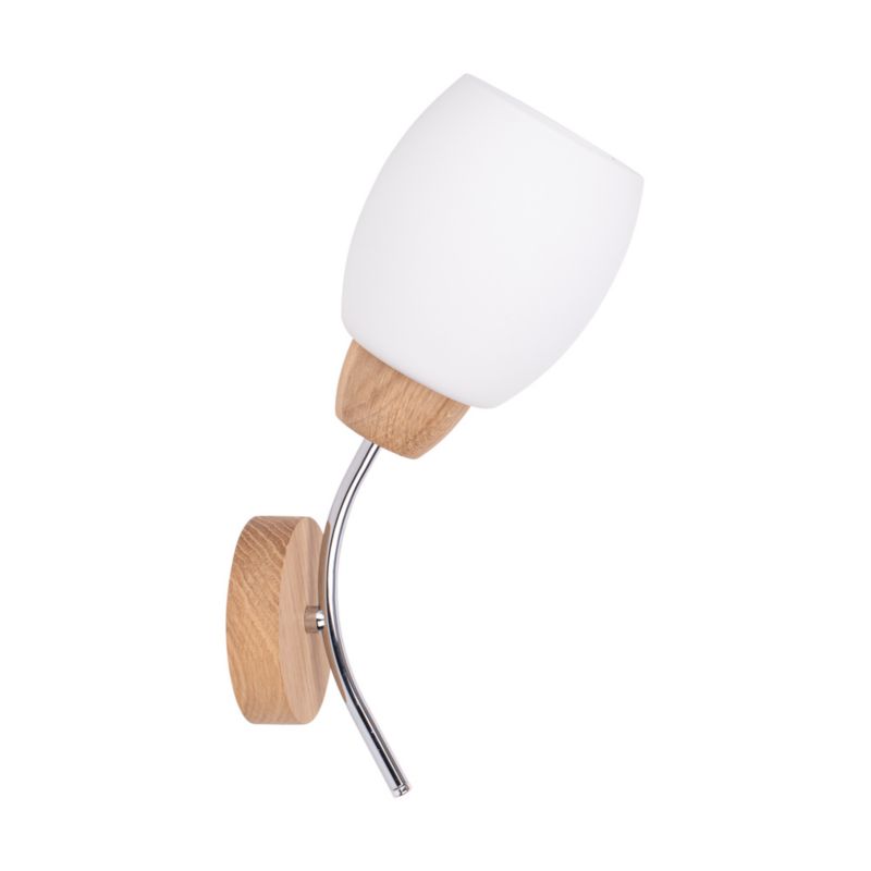Trævæglampe SPOT Light Parma 1xE27 Max.60W Olieret Eg FSC med hvidt glas, Polsk producent, 1 stk.