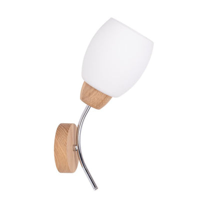 Trævæglampe SPOT Light Parma 1xE27 Max.60W Olieret Eg FSC med hvidt glas, Polsk producent, 1 stk.