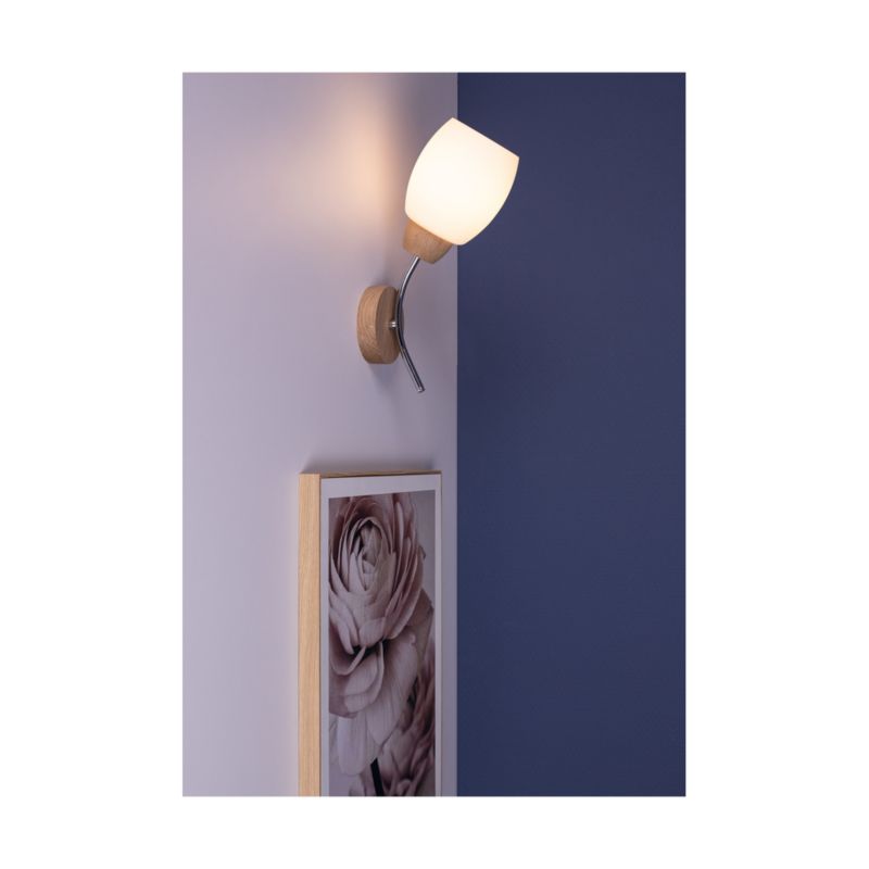 Trævæglampe SPOT Light Parma 1xE27 Max.60W Olieret Eg FSC med hvidt glas, Polsk producent, 1 stk.