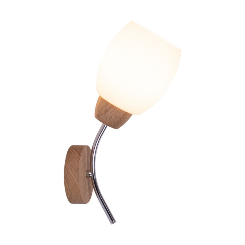 Trævæglampe SPOT Light Parma 1xE27 Max.60W Olieret Eg FSC med hvidt glas, Polsk producent, 1 stk.