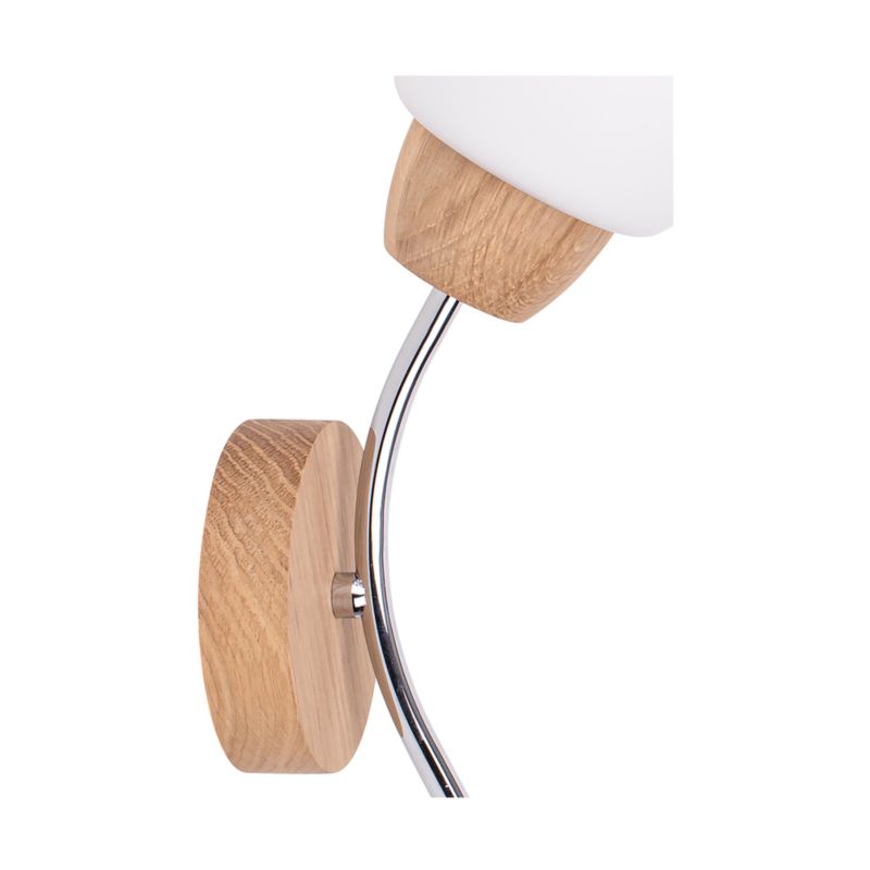 Trævæglampe SPOT Light Parma 1xE27 Max.60W Olieret Eg FSC med hvidt glas, Polsk producent, 1 stk.
