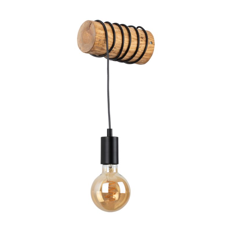 Trævæglampe SPOT Light Trabo 1xE27 Max. 25W FSC-certificeret fyrretræ i brun med sorte detaljer, polsk producent, 1 stk.