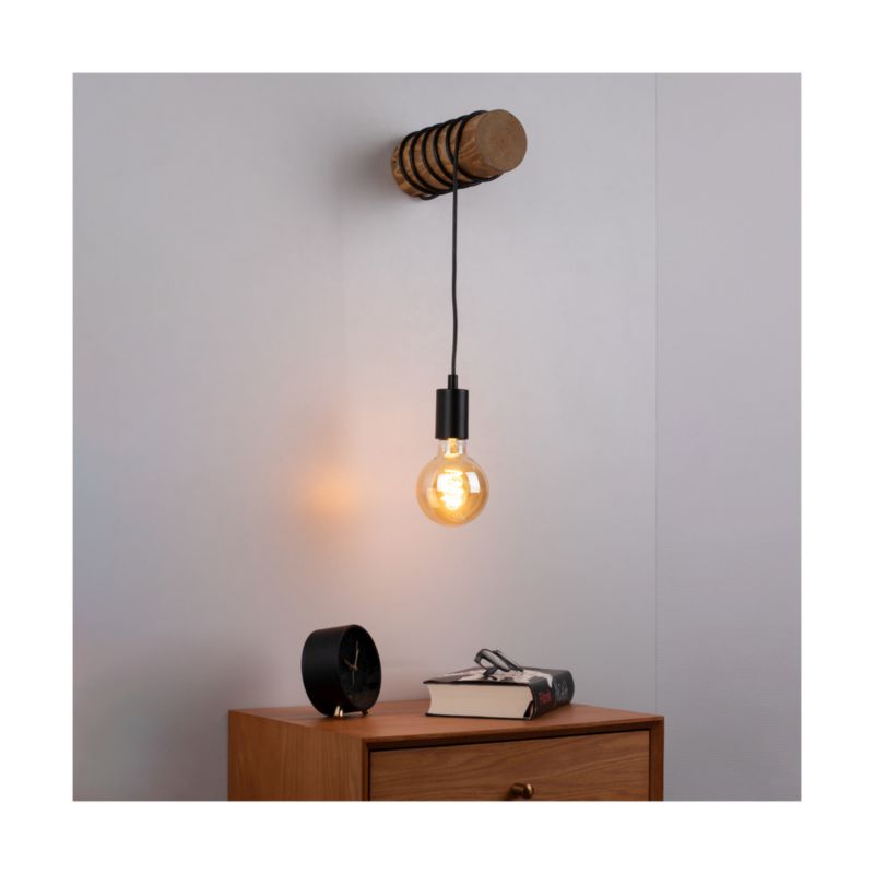 Trævæglampe SPOT Light Trabo 1xE27 Max. 25W FSC-certificeret fyrretræ i brun med sorte detaljer, polsk producent, 1 stk.