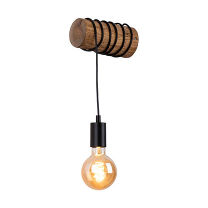 Trævæglampe SPOT Light Trabo 1xE27 Max. 25W FSC-certificeret fyrretræ i brun med sorte detaljer, polsk producent, 1 stk.