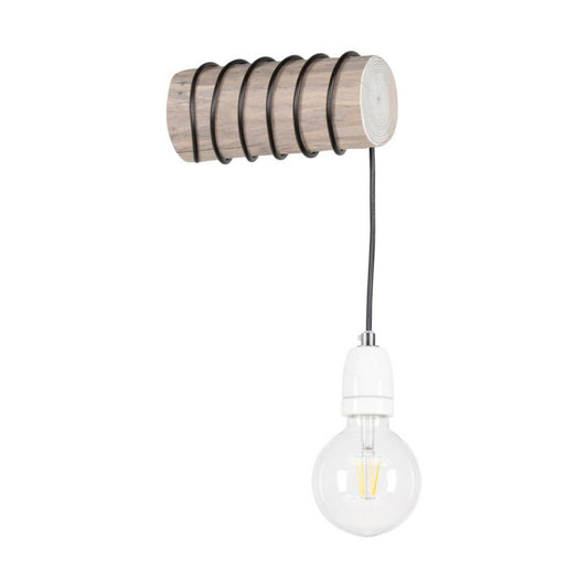 Trævæglampe SPOT Light Trabo 1xE27 Max. 25W Grå FSC-certificeret Fyrretræ med Hvid Porcelænsdetalje, Polsk Producent, 1 stk.