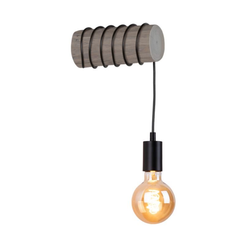 Trævæglampe SPOT Light Trabo 1xE27 Max. 25W Grå FSC Fyrretræ med Sort Accent, Polsk Producent, 1 stk.
