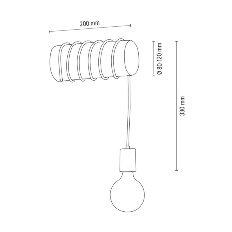 Trævæglampe SPOT Light Trabo 1xE27 Max. 25W Grå FSC Fyrretræ med Sort Accent, Polsk Producent, 1 stk.