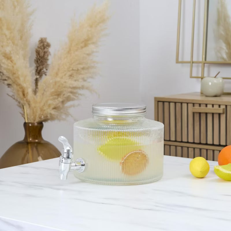 Drikkedispenser med Taphane 2 Liter Rund Glas