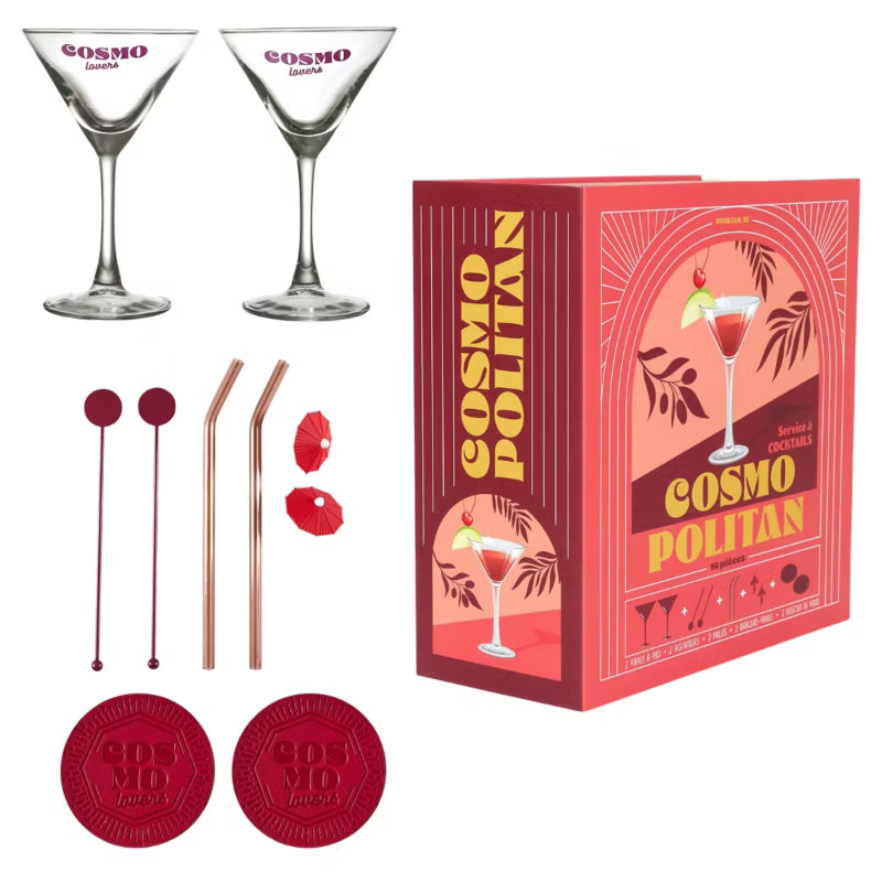 Drinksæt Cosmopolitan Glas i Gaveæske Bordeaux