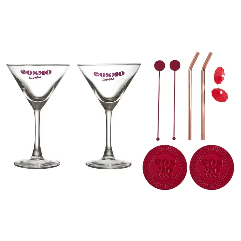 Drinksæt Cosmopolitan Glas i Gaveæske Bordeaux
