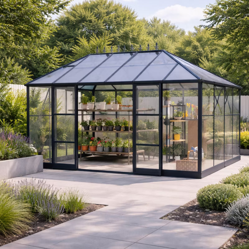 Drivhus 12 m² Polycarbonat og Aluminium