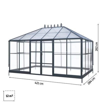 Drivhus 12 m² Polycarbonat og Aluminium