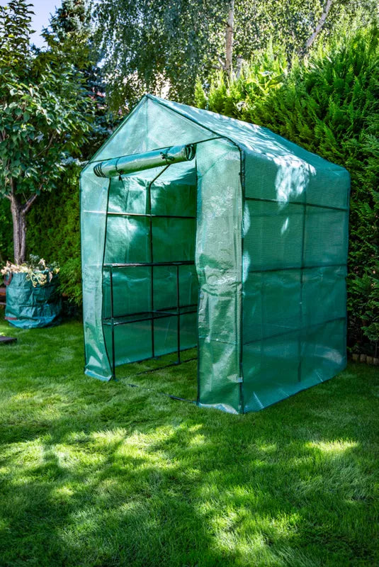 Drivhus 143x143x195 cm med Folie og Metalramme