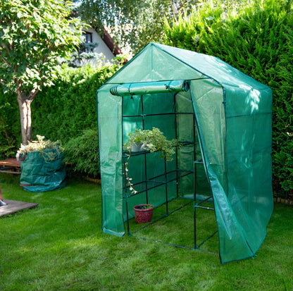 Drivhus 143x143x195 cm med Folie og Metalramme