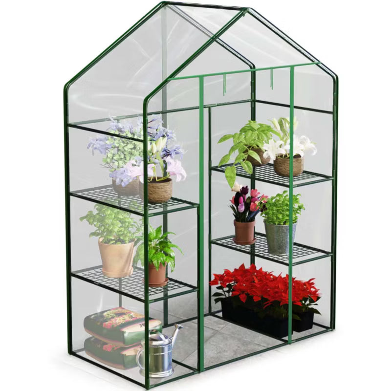 Drivhus 195x140x70 cm Transparent med 4 Hylder
