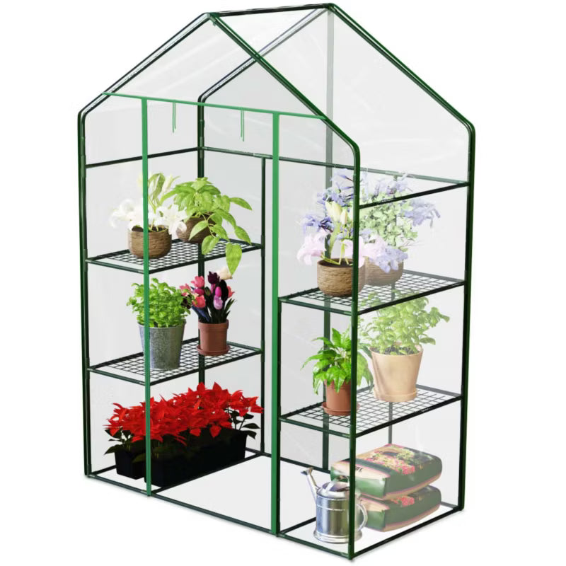 Drivhus 195x140x70 cm Transparent med 4 Hylder