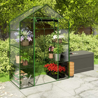 Drivhus 195x140x70 cm Transparent med 4 Hylder