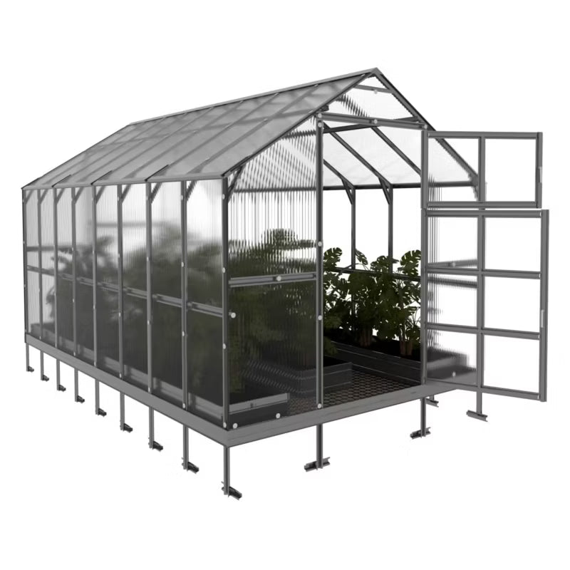 Drivhus 2,35x4,12 m 6 mm Polycarbonat 9,68 m²