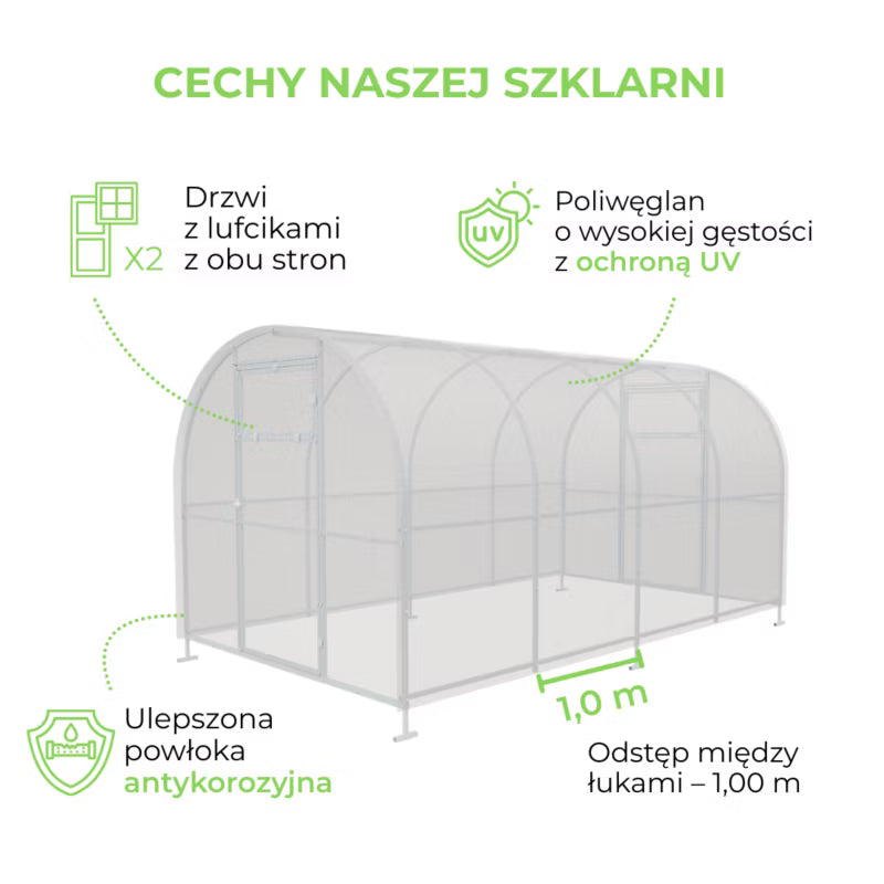 Drivhus 240x800 cm 19,2 m² Polycarbonat 6 mm