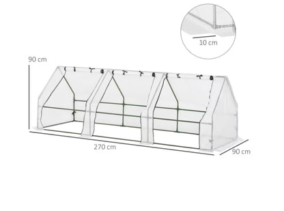 Drivhus 270x90x90 cm Stål Hvid