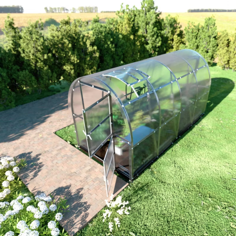 Drivhus 2x4 m 6 mm Polycarbonat Bueformet