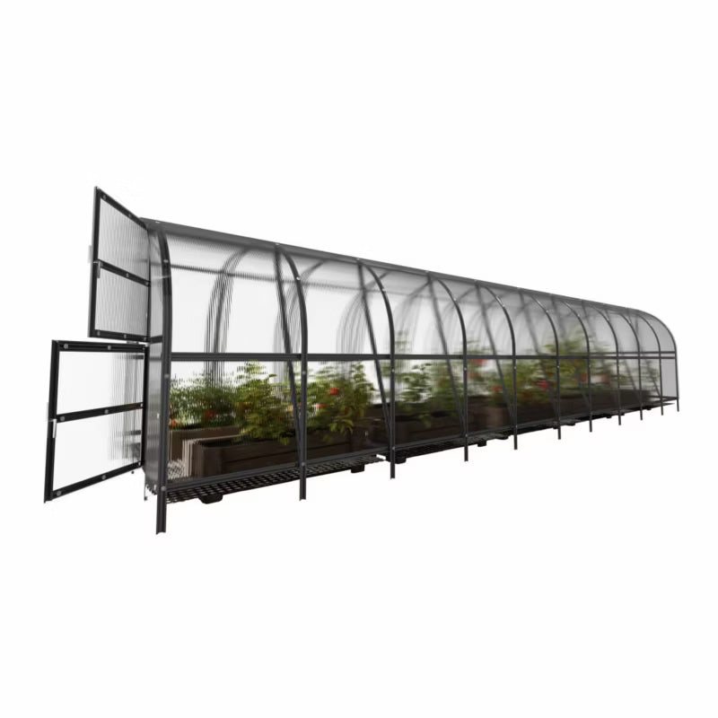 Drivhus 3x12 m Bueformet 4 mm Polycarbonat