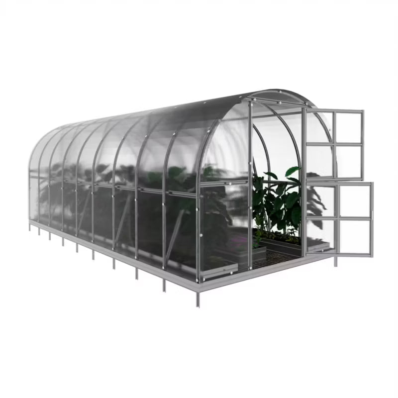 Drivhus 3x6 m 18 m² Galvaniseret Stål med 6 mm Polycarbonat