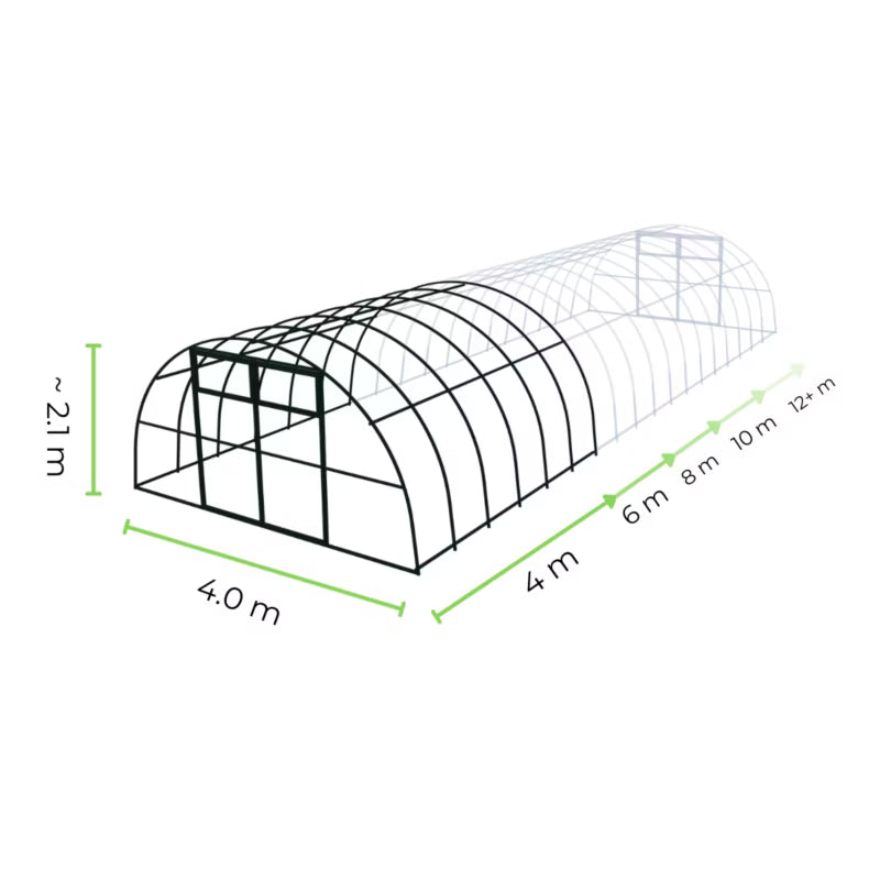 Drivhus 8 m² 400x200x213 cm med 8 mm Polikarbonat