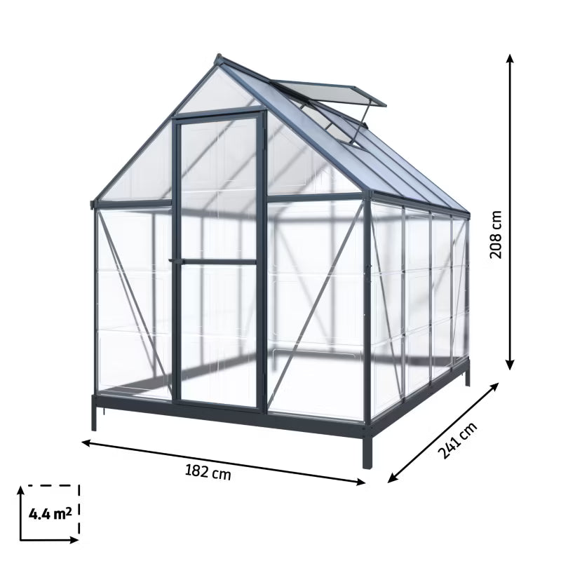 Drivhus Crystal 4,4 m² Transparent Aluminium