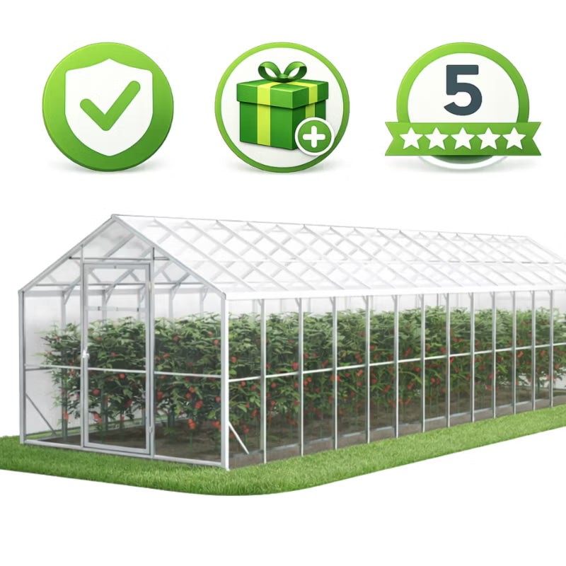 Drivhus Domek 250x1000 cm Polycarbonat 25 m²