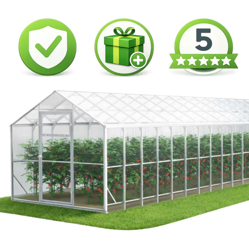 Drivhus DOMEK 250x1200x230 cm 4 mm Polikarbonat 30 m²