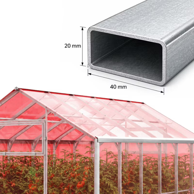 Drivhus Domek 250x400x230 cm 10 m² Stål og Transparent