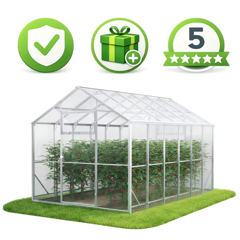 Drivhus Domek 250x400x230 cm 6 mm Polikarbonat 10 m²