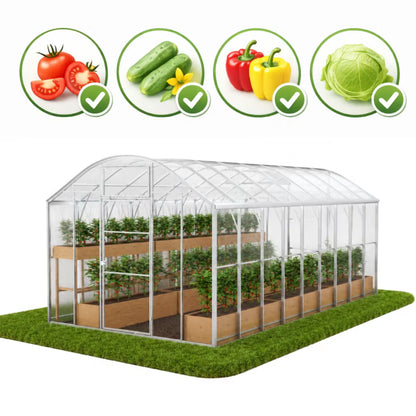 Drivhus Domek Plus 3x6 m Polycarbonat 6 mm Transparent