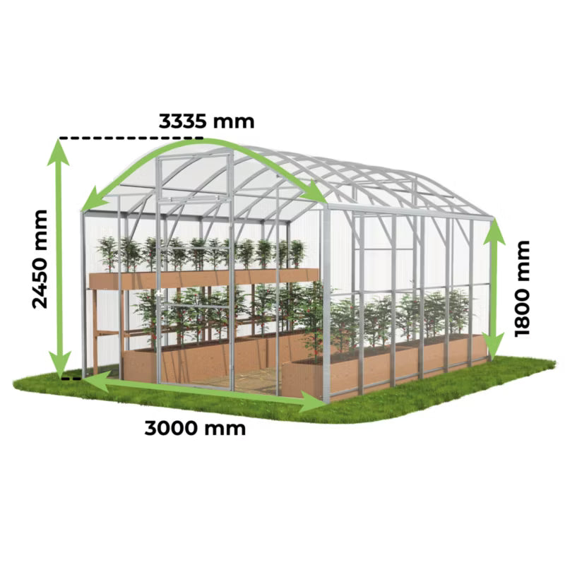 Drivhus Domek Plus 3x6 m Polycarbonat 6 mm Transparent
