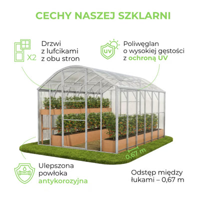 Drivhus Domek Plus 3x6 m Polycarbonat 6 mm Transparent